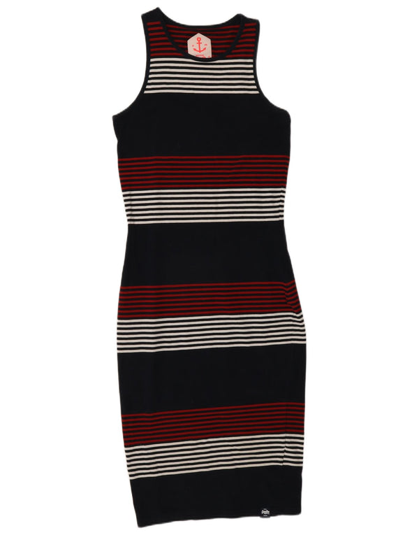 Superdry Damen Ärmelloses, figurbetontes Kleid, Größe S, Marineblau, gestreift