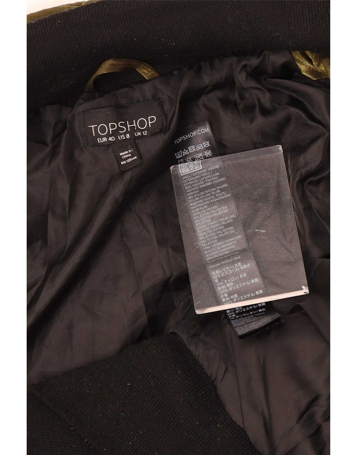 Topshop Damen Velours-Bomberjacke UK 12 Medium Gold Polyester