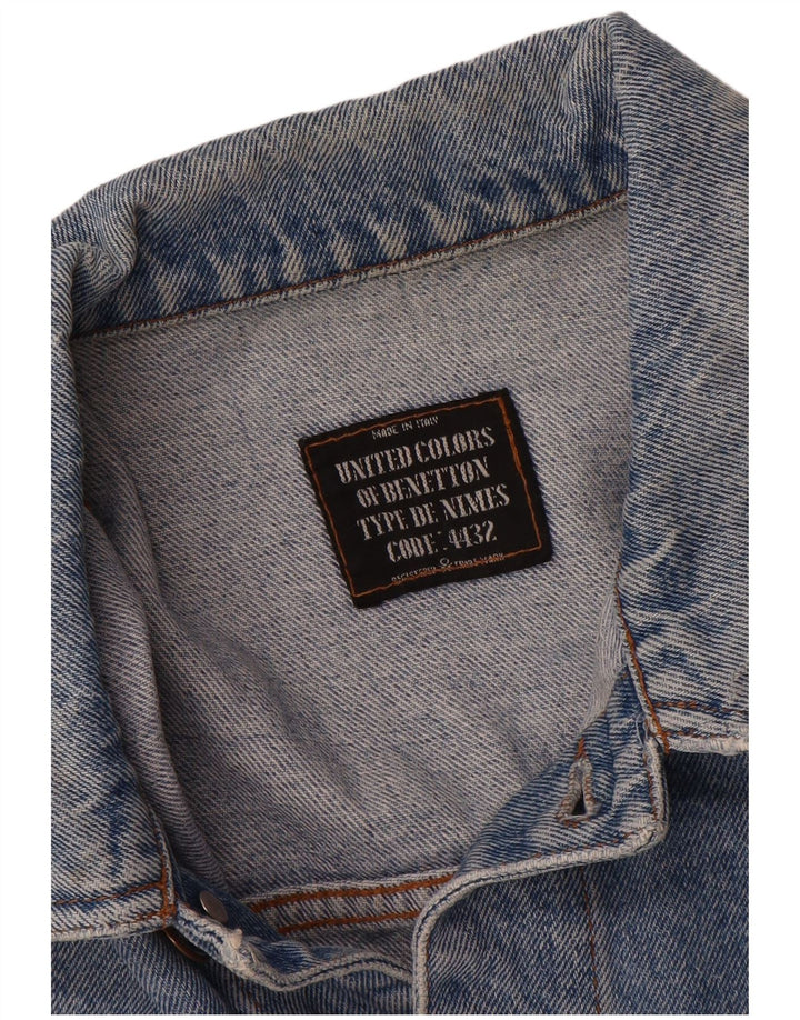 BENETTON Herren Jeansjacke IT 52 XL Blaue Baumwolle