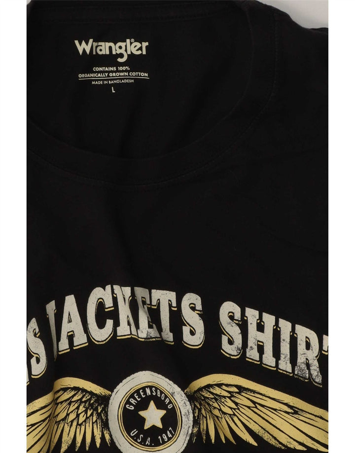 Wrangler Herren-T-Shirt mit Grafik, groß, aus schwarzer Baumwolle