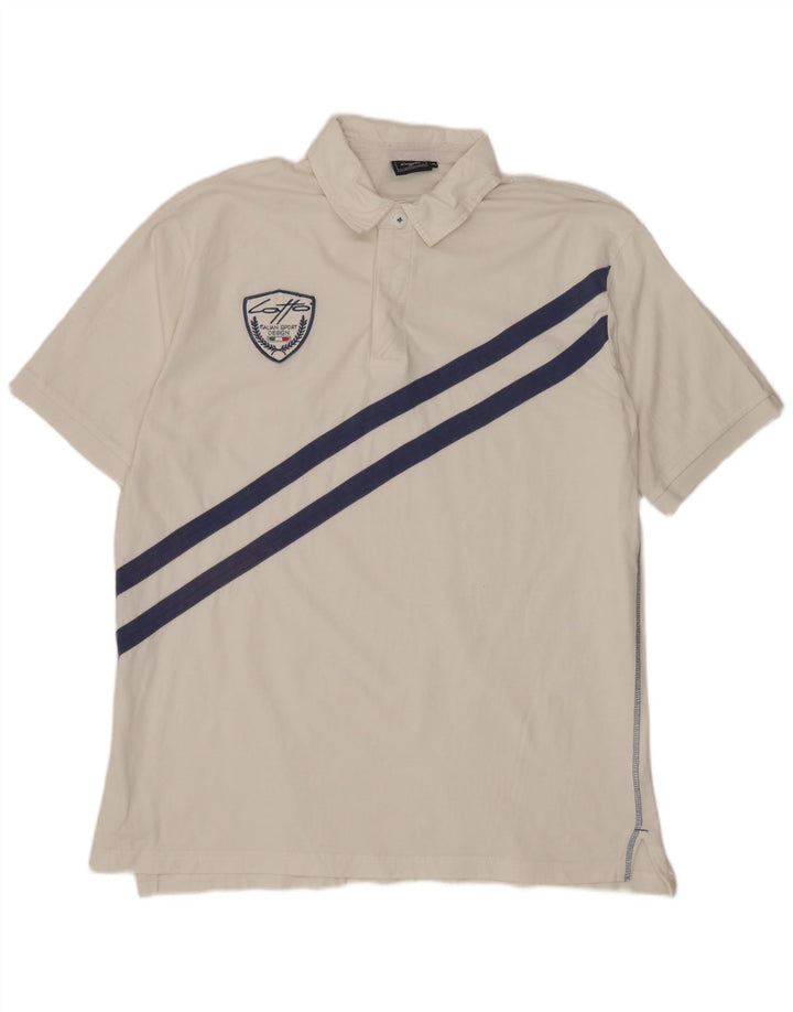 LOTTO Herren Poloshirt XL weiß gestreift aus Baumwolle