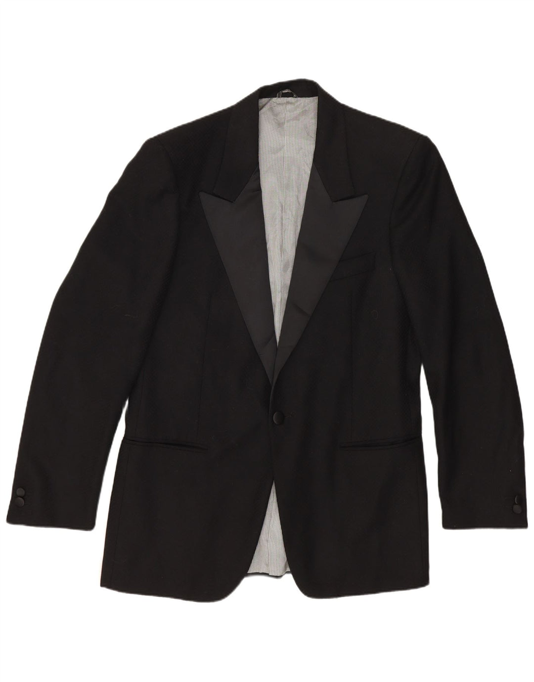 Vintage Herren 1 Knopf Blazer Jacke IT 48 Mittelschwarze Schurwolle