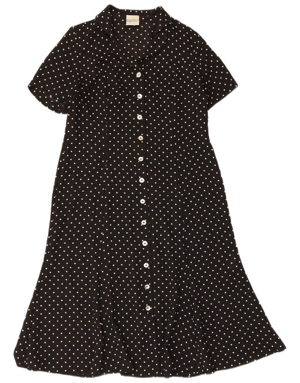 Eastex Damen-Hemdkleid mit kurzen Ärmeln, UK 12, mittelgroß, schwarz gepunktet