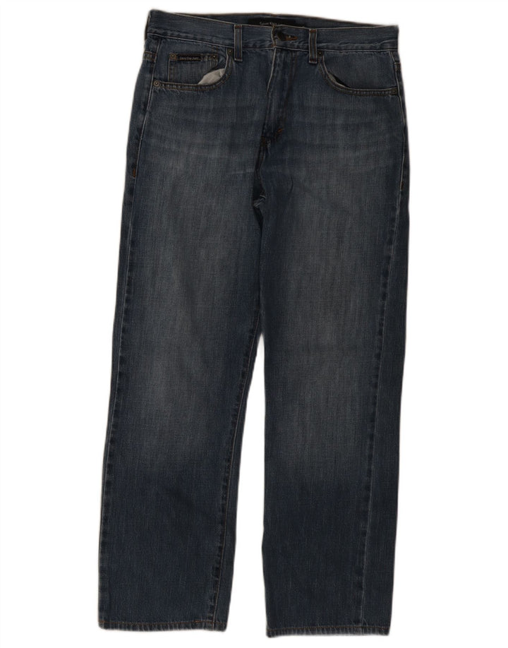 Calvin Klein Damen Straight Jeans W30 L30 Blaue Baumwolle