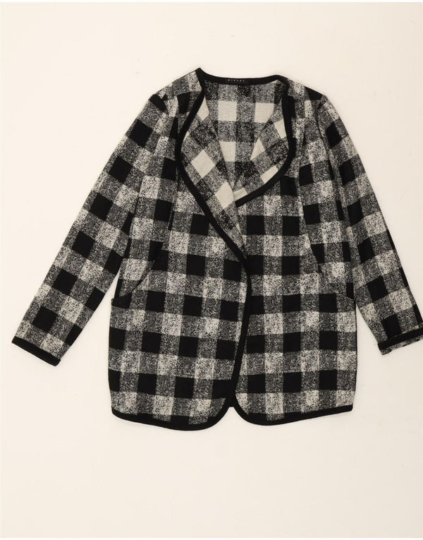 Sisley Damen-Blazer in Übergröße, Gr. 6, XS, schwarzes Gingham-Acryl
