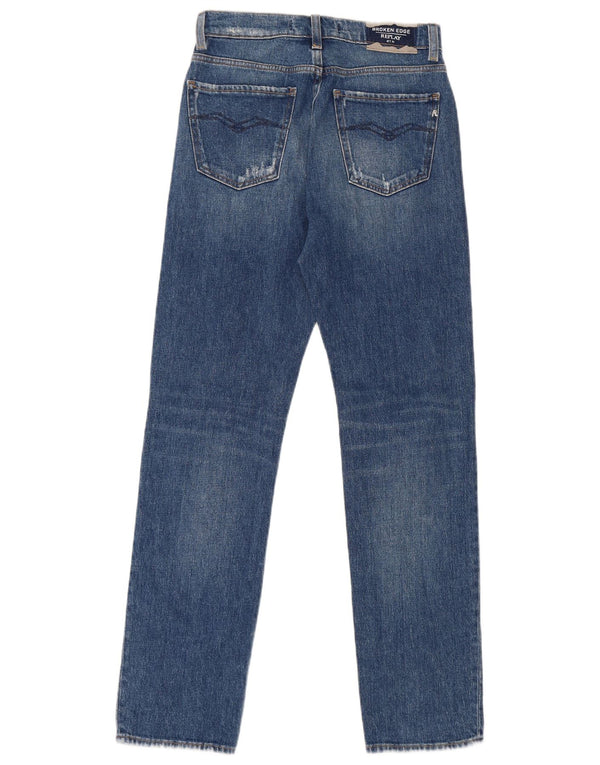 Replay Damen Distressed Straight Jeans W25 L30 Blaue Baumwolle