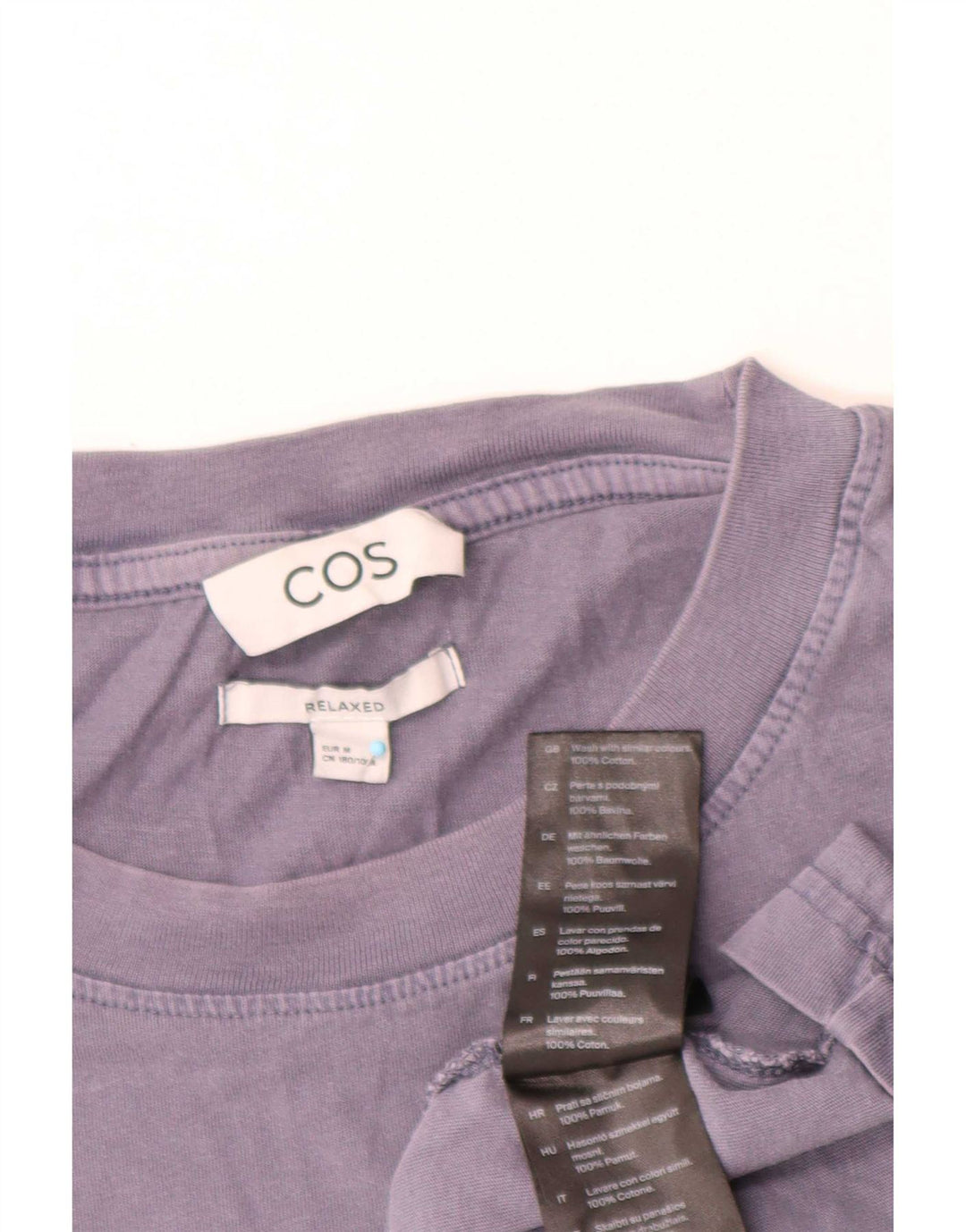 Cos Herren-T-Shirt mit entspannter Passform, mittelmarineblaue Baumwolle