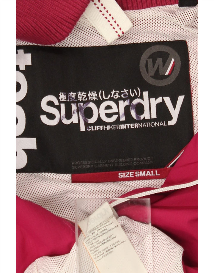 SUPERDRY Damen-Regenjacke mit Kapuze, UK 10, Größe S, rotes Nylon