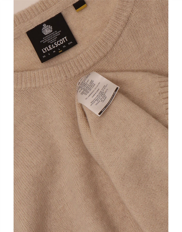 LYLE & SCOTT Herren-Pullover mit U-Boot-Ausschnitt, große beige Wolle