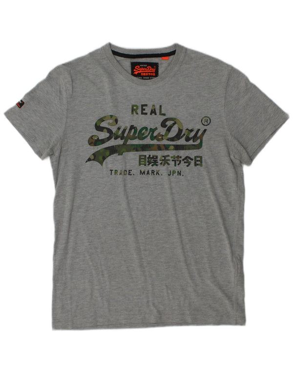 SUPERDRY Herren Grafik-T-Shirt-Oberteil aus mittelgrauer Baumwolle