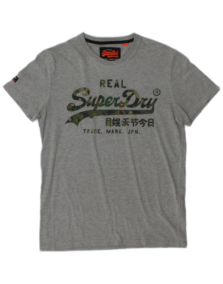 SUPERDRY Herren Grafik-T-Shirt-Oberteil aus mittelgrauer Baumwolle