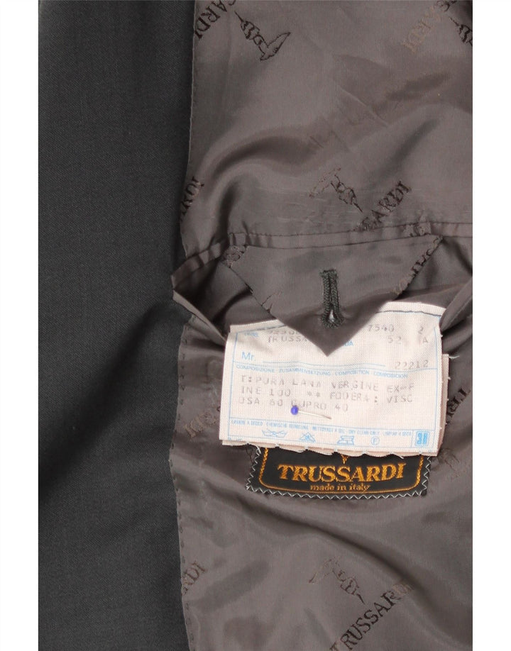 Trussardi Herren-Blazer mit 2 Knöpfen, IT 52 XL, graue Schurwolle