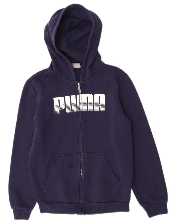 Puma Kapuzenpullover mit grafischem Reißverschluss für Jungen, 11–12 Jahre, marineblaue Baumwolle