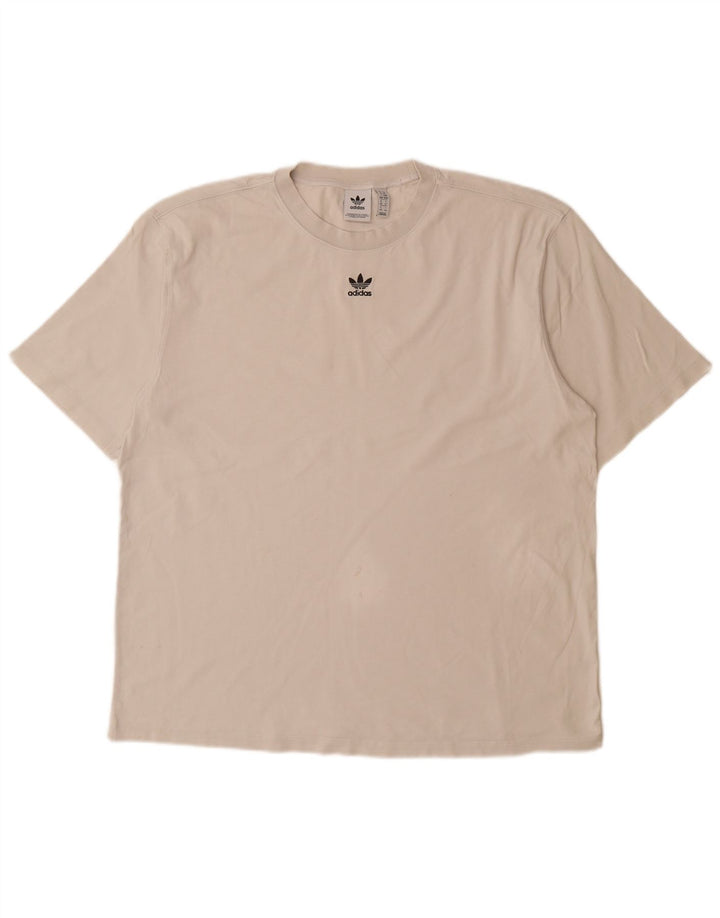 ADIDAS Damen Grafik T-Shirt Top UK 14 Large Weiß