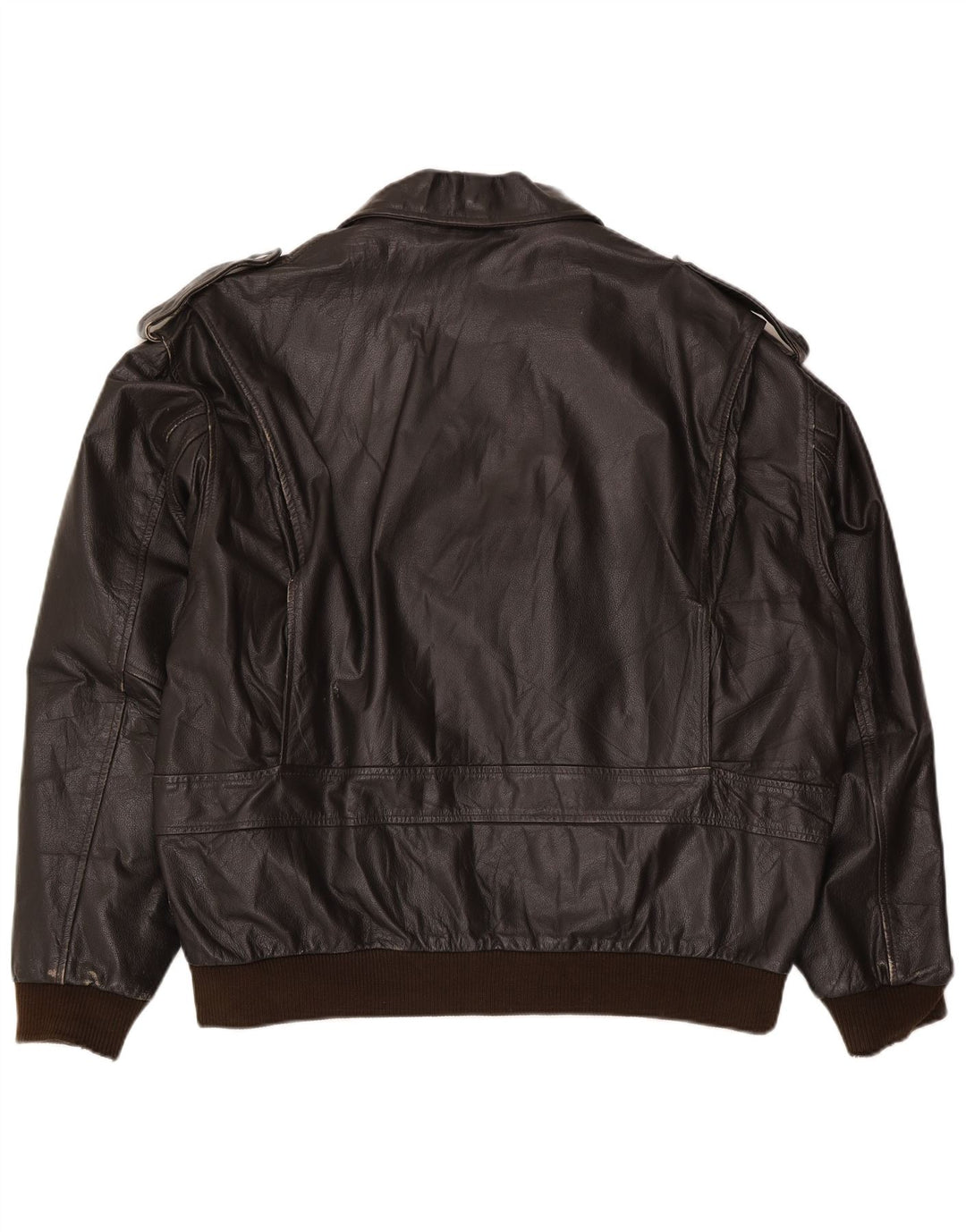 Vintage Herren Militärlederjacke IT 56 3XL Braun