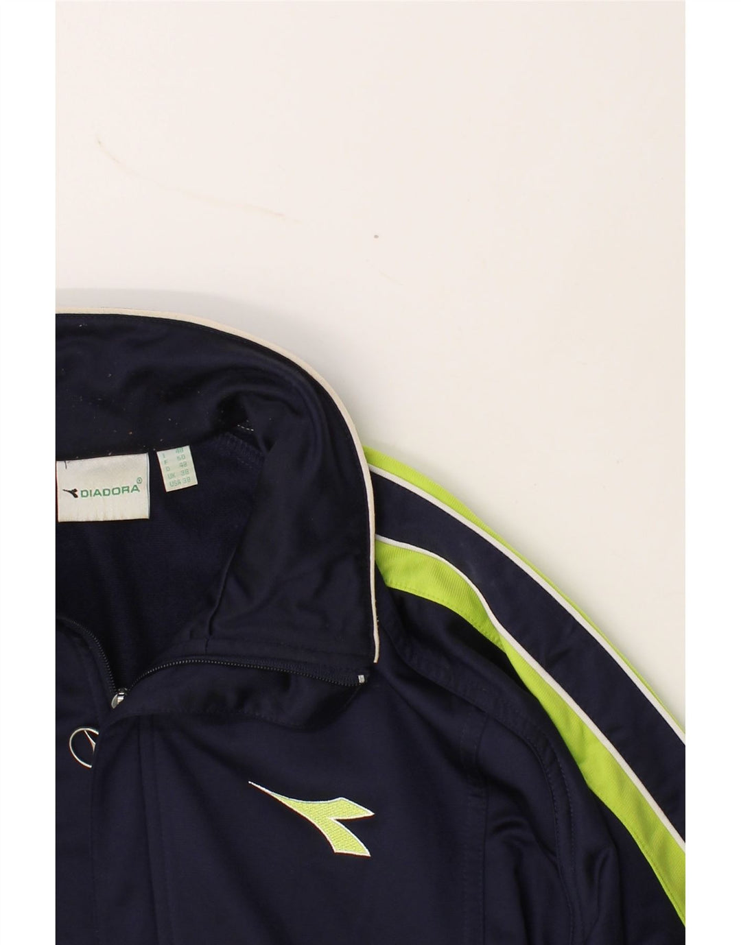 DIADORA Mens Tracksuit Top Jacket Medium Navy Blue Colourblock Polyester Vintage Diadora and Second-Hand Diadora from Messina Hembry 
