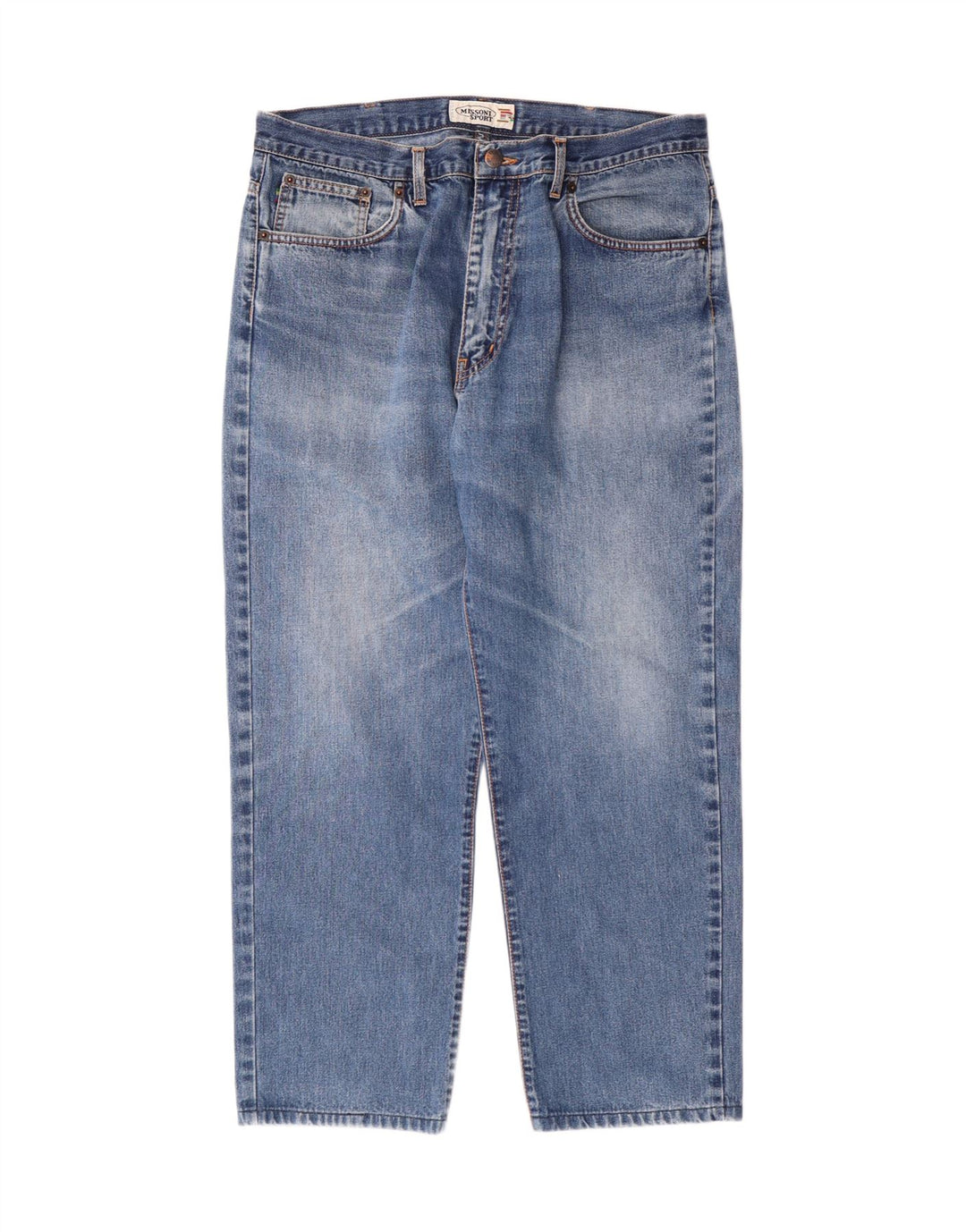 MISSONI SPORT Herren Tapered Cropped Jeans IT 52 XL W36 L26 Blaue Baumwolle