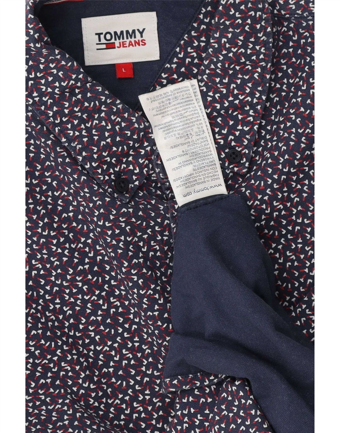Tommy Hilfiger Herren-Hemd, groß, marineblau gepunktet, Baumwolle