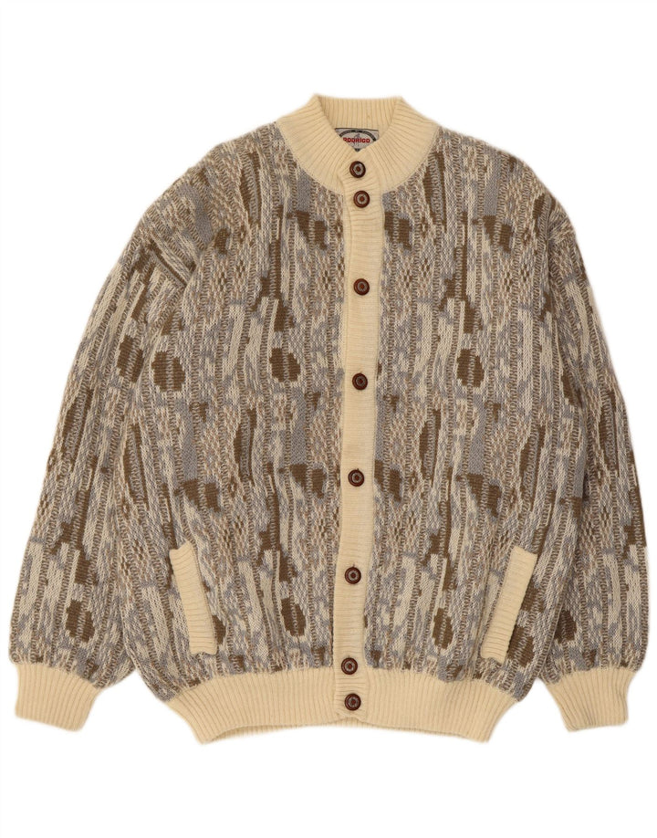 Rodrigo Herren-Cardigan-Pullover IT 54 XL Mehrfarbige geometrische Wolle