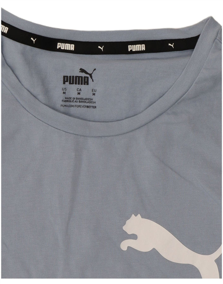 Puma Damen Graphic T-Shirt Top UK 12 Mittelblaue Baumwolle