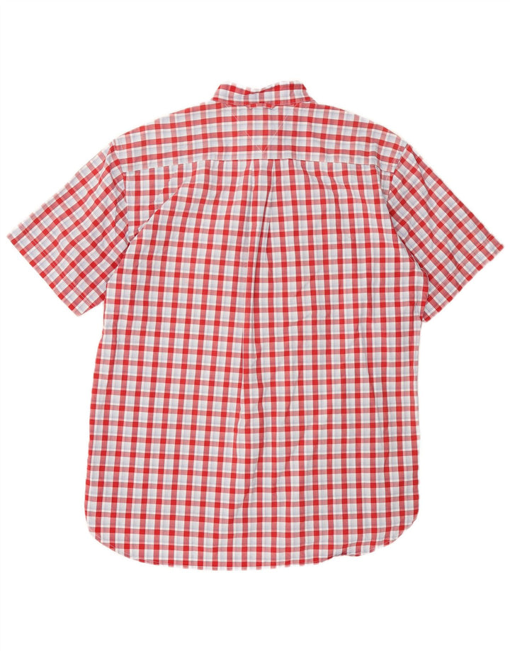 TOMMY HILFIGER Herren-Kurzarmhemd, groß, rot kariert, Baumwolle