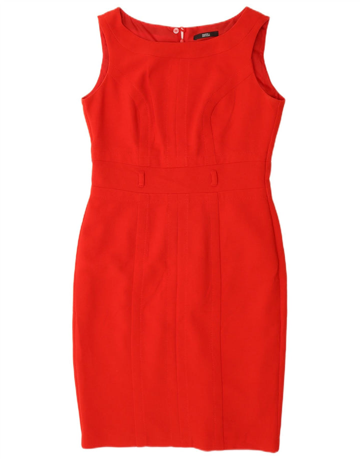 Marks & Spencer Damen Ärmelloses Etuikleid UK 12 Mittelrotes Polyester