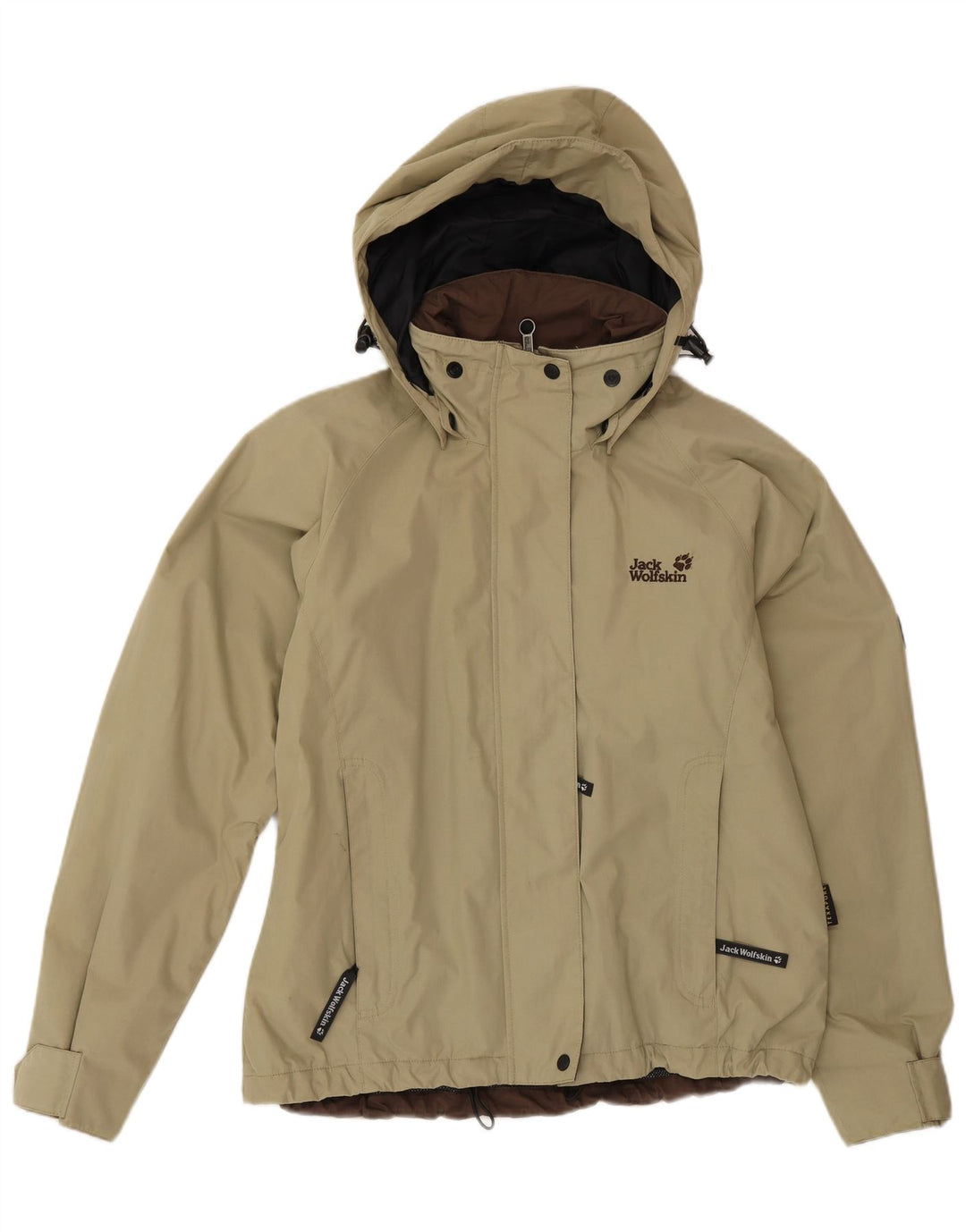 Jack Wolfskin Damen-Regenjacke mit Kapuze, UK 12, Mittelbeige, Polyester