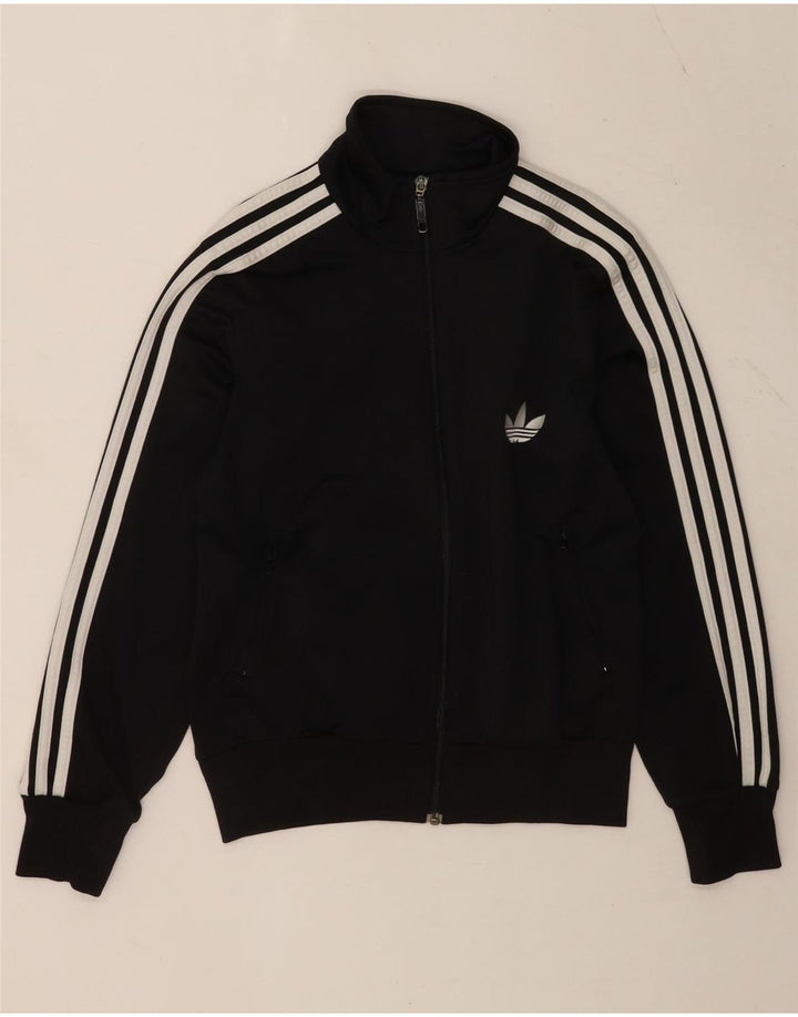 Adidas Damen Trainingsanzug Top Jacke UK 14 Medium Schwarz Polyester