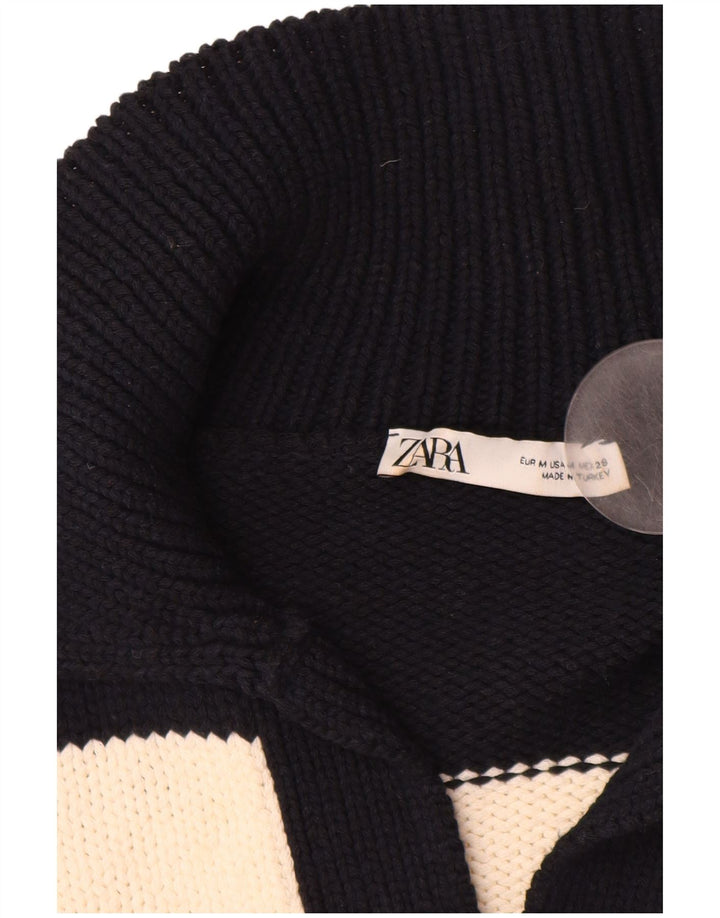 ZARA Damen-Pullover, übergroß, Rollkragenpullover, Gr. 14, mittelschwarz gestreift
