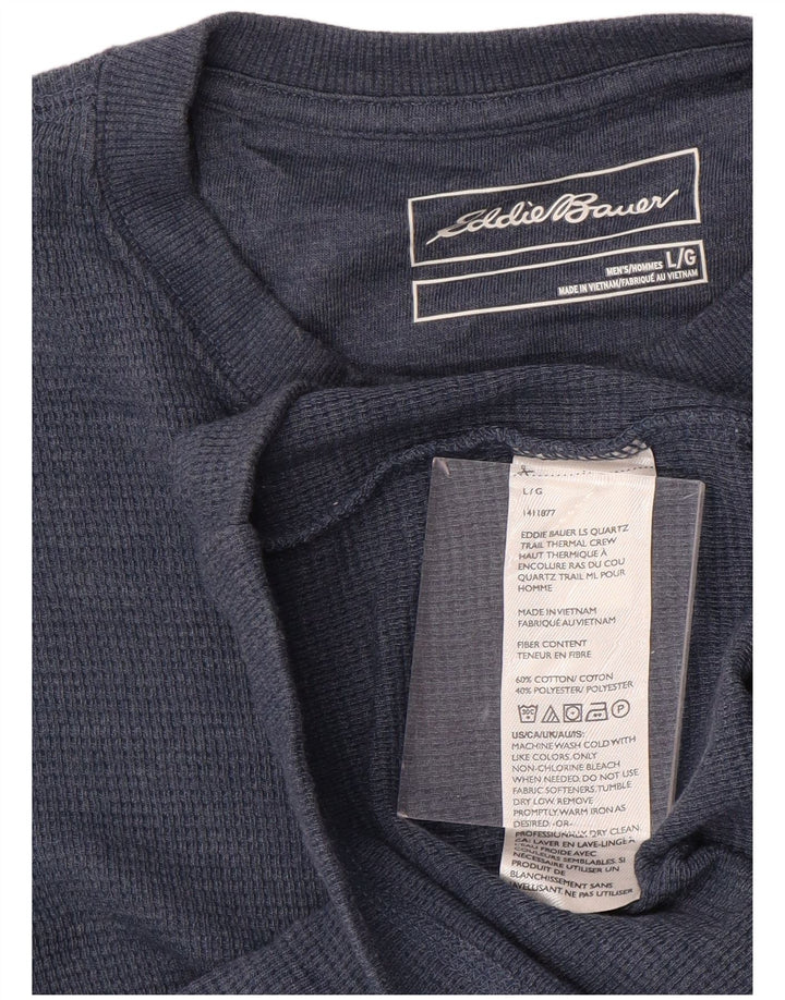 EDDIE BAUER Herren-Top, langärmelig, groß, blaue Baumwolle