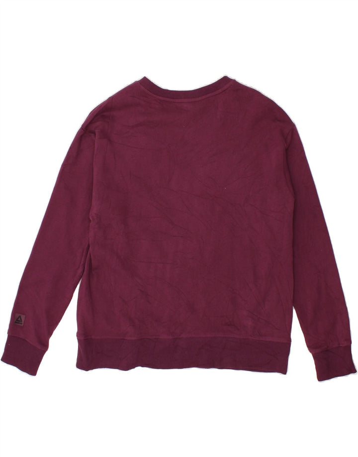 REEBOK Womens Graphic Sweatshirt Jumper UK 14 Medium Maroon Cotton Vintage Reebok and Second-Hand Reebok from Messina Hembry 