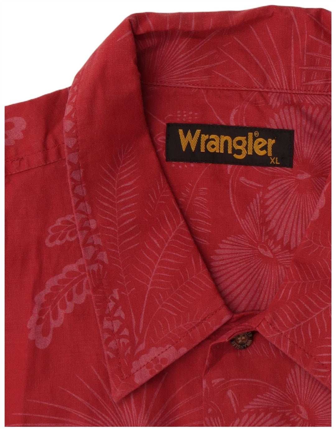 Wrangler Herren-Kurzarmhemd XL aus roter Baumwolle mit Blumenmuster