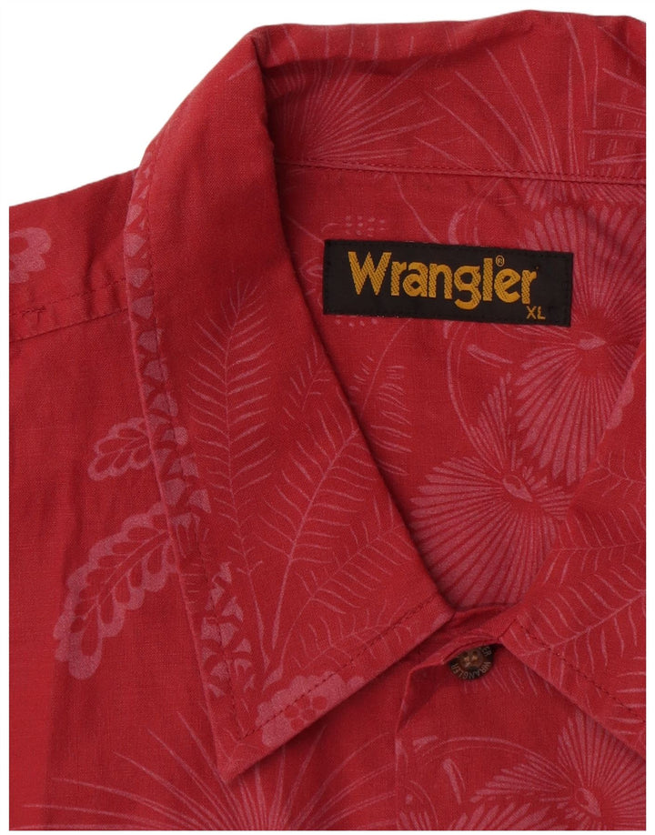 Wrangler Herren-Kurzarmhemd XL aus roter Baumwolle mit Blumenmuster