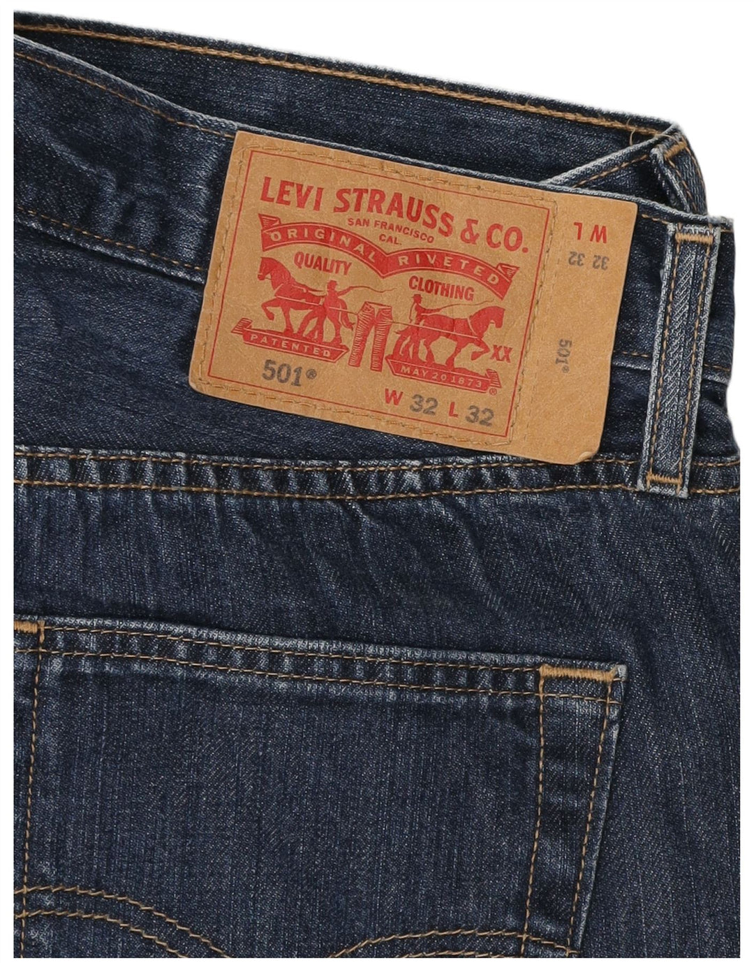 Levi's Herren 501 Straight Jeans W32 L27 Marineblaue Baumwolle
