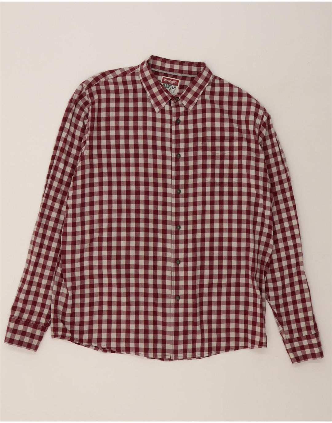 WRANGLER Mens Shirt XL Maroon Check Cotton Vintage Wrangler and Second-Hand Wrangler from Messina Hembry 