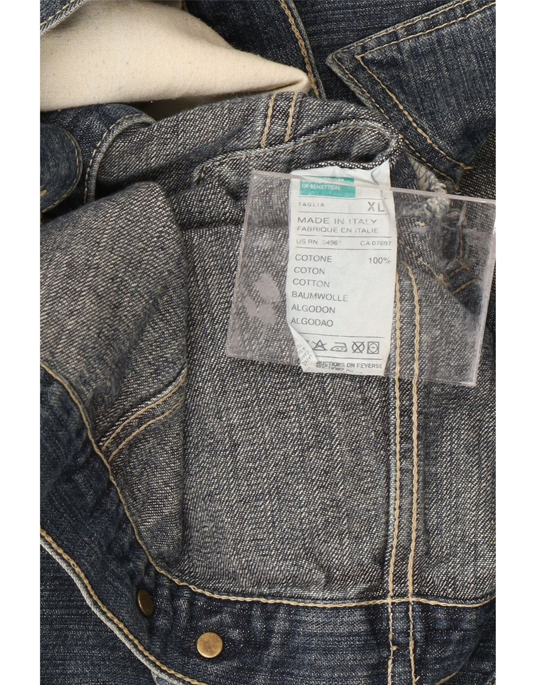 BENETTON Damen Jeansjacke UK 18 XL Blaue Baumwolle