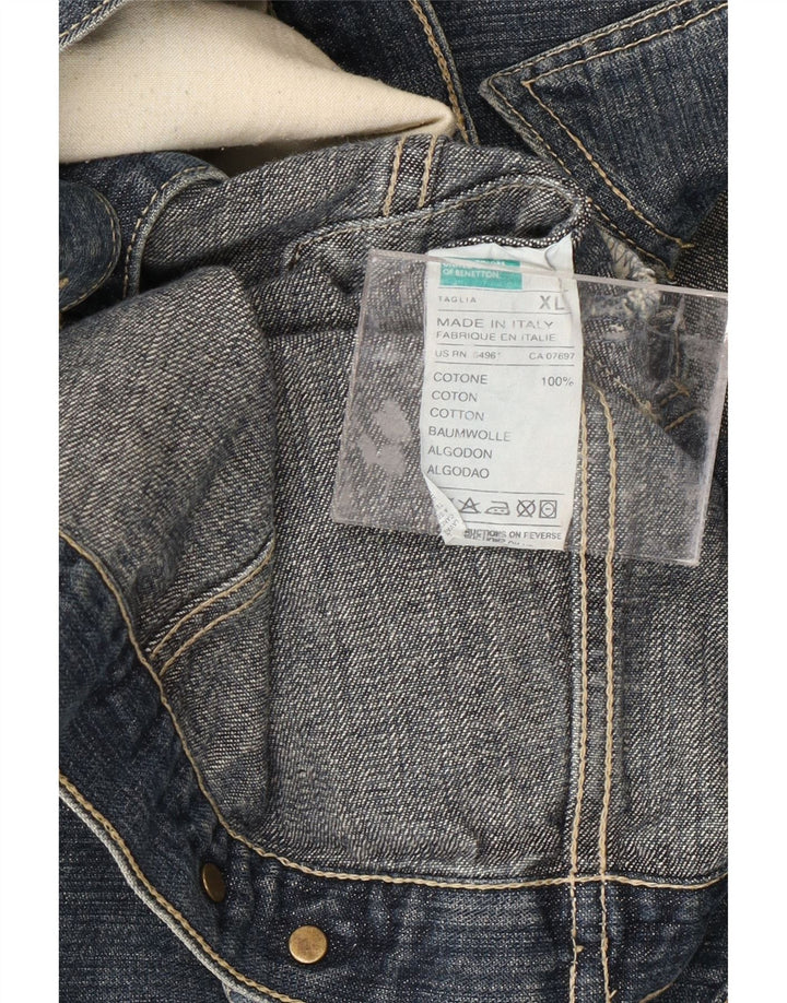 BENETTON Damen Jeansjacke UK 18 XL Blaue Baumwolle