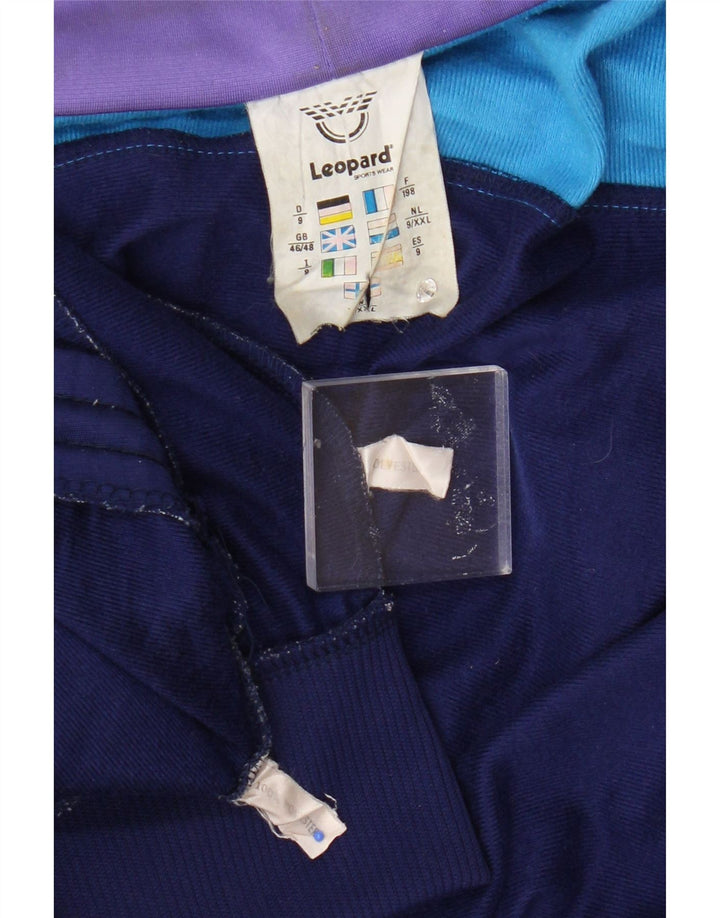 Kompletter Herren-Trainingsanzug mit Leopardenmuster, UK 46/48, XL, Marineblau, Farbblock-Polyester