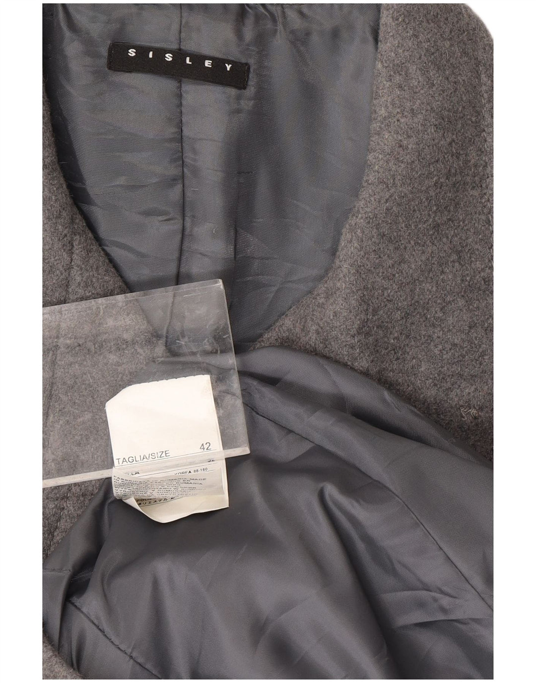 SISLEY Damen Mantel IT 42 Mittelgraue Wolle