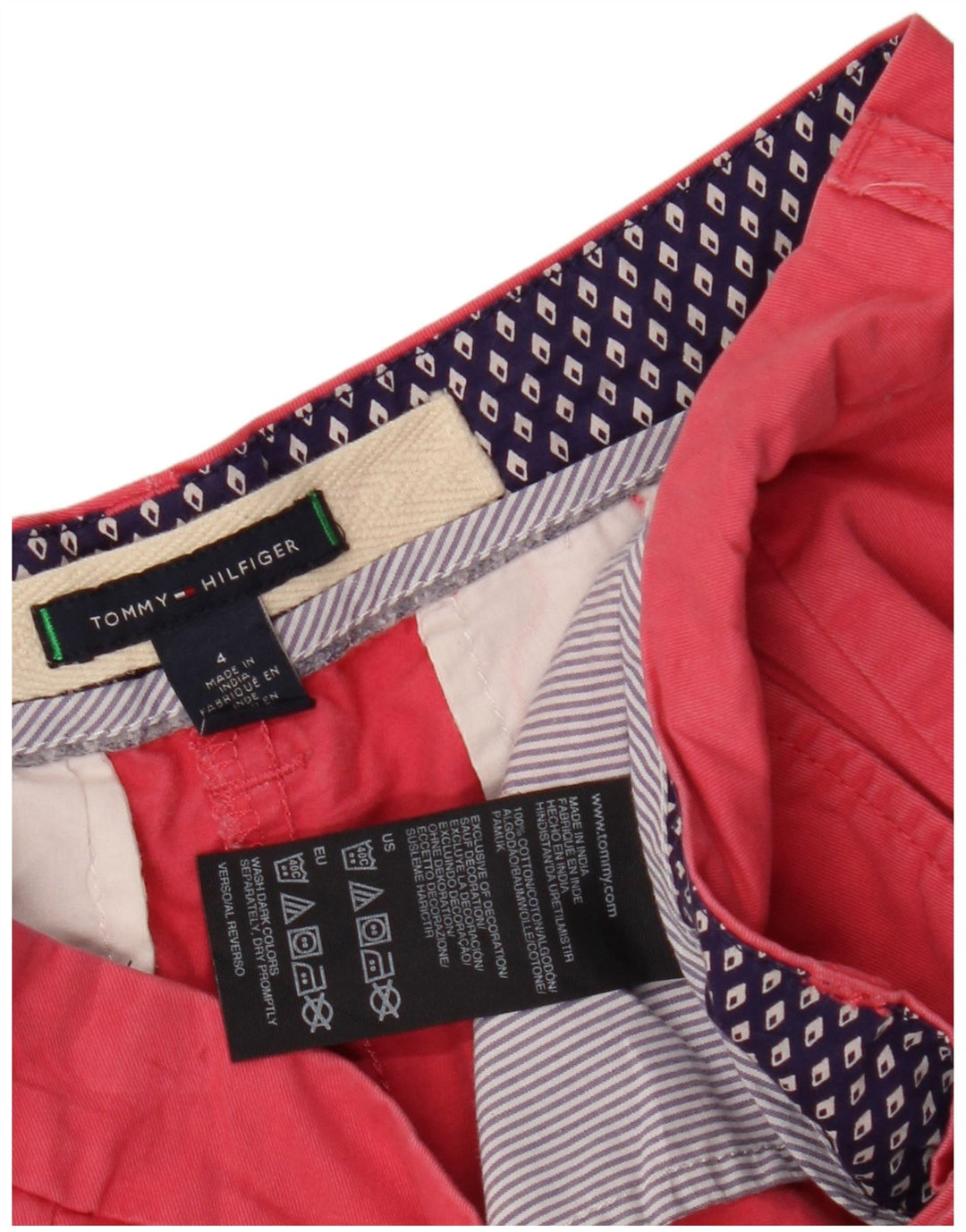 TOMMY HILFIGER Damen Chinoshorts US 4 Small W30 Rosa Baumwolle