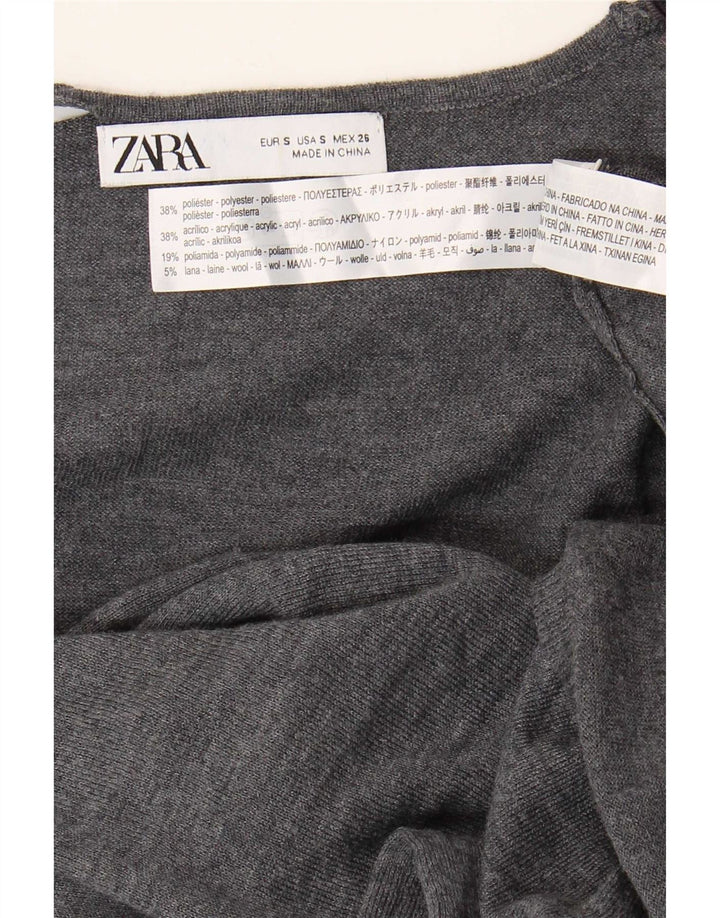 Zara Damen Langarm-Pulloverkleid UK 10 Small Grau Polyester