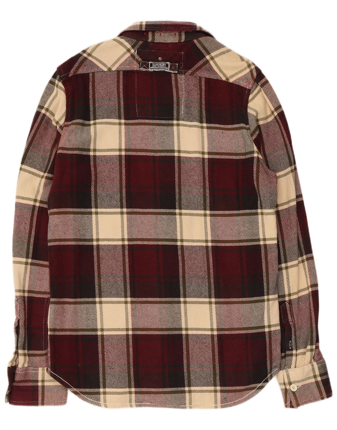 Superdry Herren-Flanellhemd, groß, Burgunderrot, kariert, Baumwolle