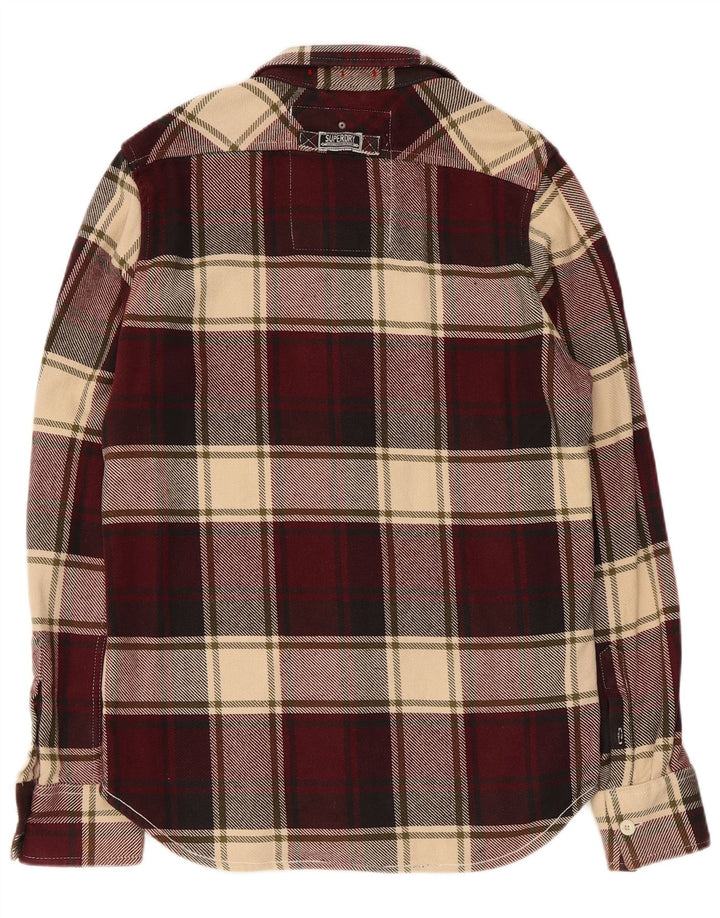 Superdry Herren-Flanellhemd, groß, Burgunderrot, kariert, Baumwolle