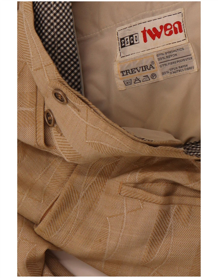 TREVIRA Damen Bootcut-Anzughose mit abstraktem Muster, W30, L31, Braun