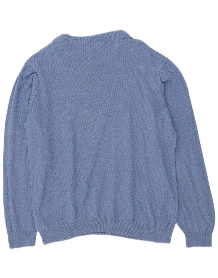 Marks & Spencer Herren-Pullover mit U-Boot-Ausschnitt, XL, blaue Baumwolle