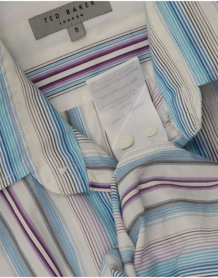 Ted Baker Herrenhemd Größe 5 XL Mehrfarbig gestreifte Baumwolle