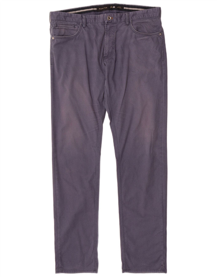 MASSIMO DUTTI Herren Freizeithose EU 44 Groß W34 L33 Marineblau gepunktet