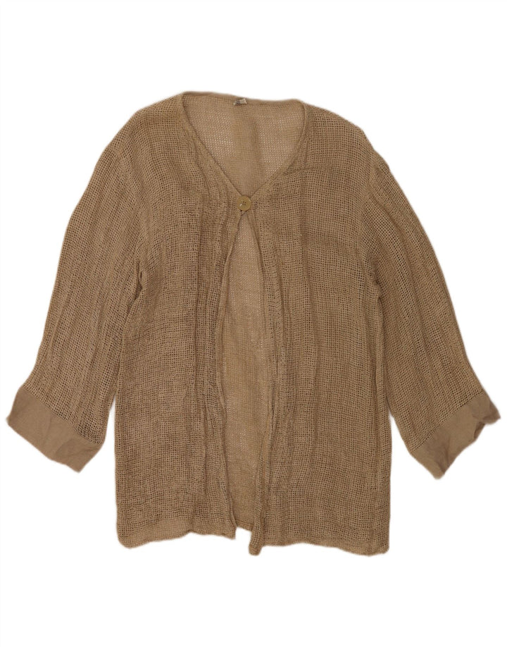 Vintage Damen Durchsichtiges 1-Knopf-2-teiliges Set UK 12 Mittelbeige