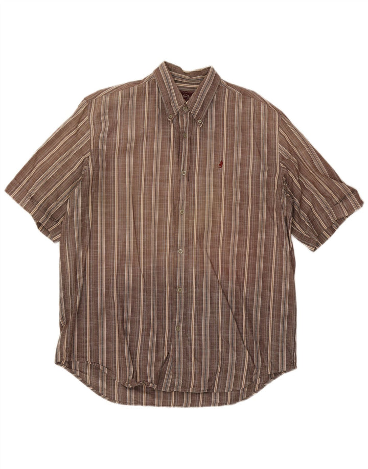 Marlboro Classics Herren-Kurzarmhemd XL, braun kariert, Baumwolle