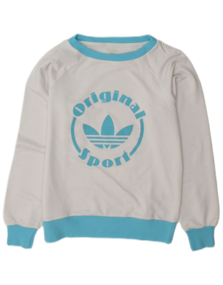 Adidas Damen Grafik-Sweatshirt-Pullover IT 46 Large Weiß Polyester